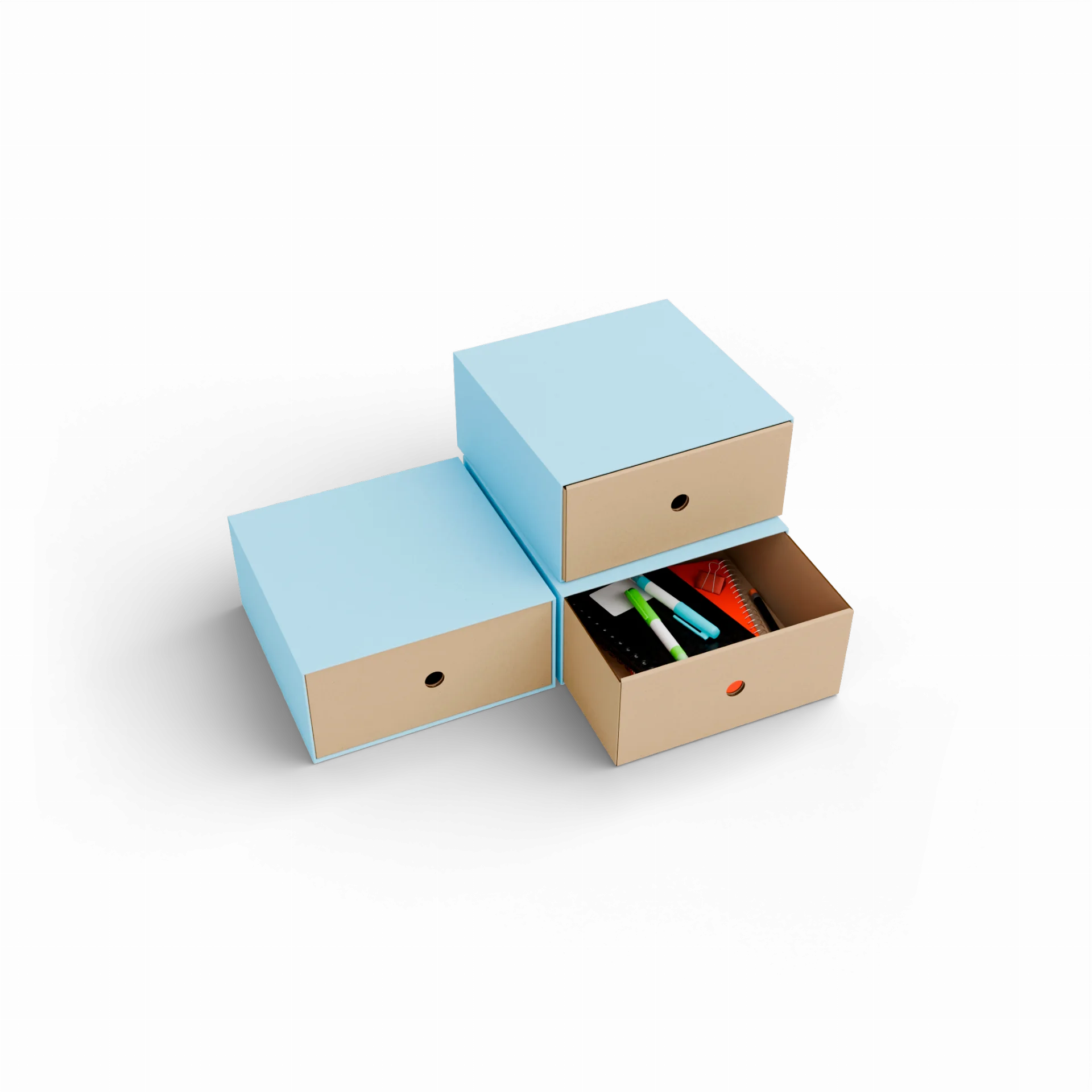 Коробка для хранения с выдвижным ящиком, небо-эко, 320×310×150 мм, 6 шт