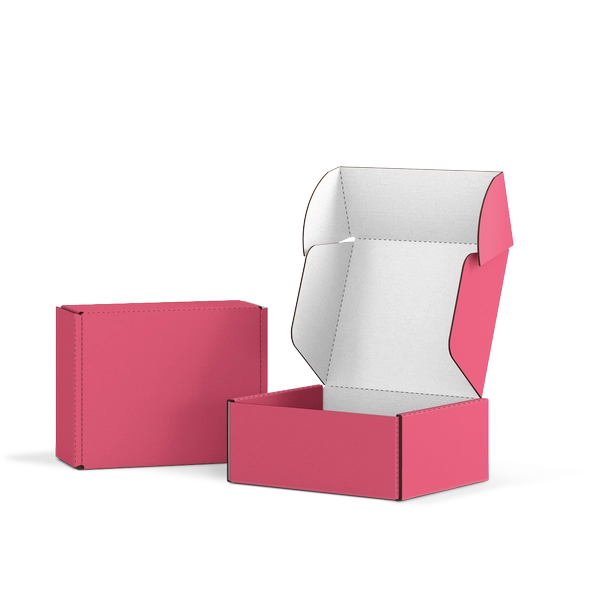 Самосборная коробка FEFCO 0427 | Т24Е | PANTONE 205 U | ЯГОДНЫЙ-БЕЛЫЙ