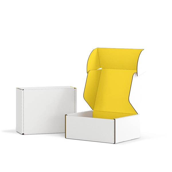 Самосборная коробка FEFCO 0427 | Т24Е | PANTONE PROCESS YELLOW U | БЕЛЫЙ-ЖЕЛТЫЙ