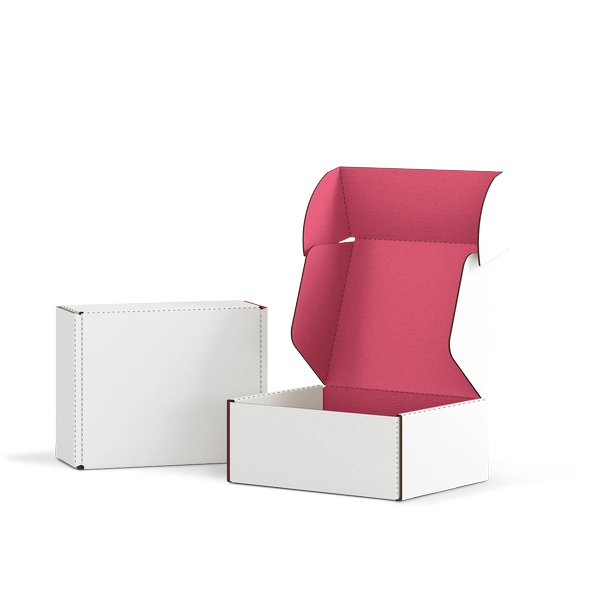 Самосборная коробка FEFCO 0427 | Т24Е | PANTONE 205 U | БЕЛЫЙ-ЯГОДНЫЙ