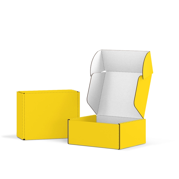 Самосборная коробка FEFCO 0427 | Т24Е | PANTONE PROCESS YELLOW U | ЖЕЛТЫЙ-БЕЛЫЙ
