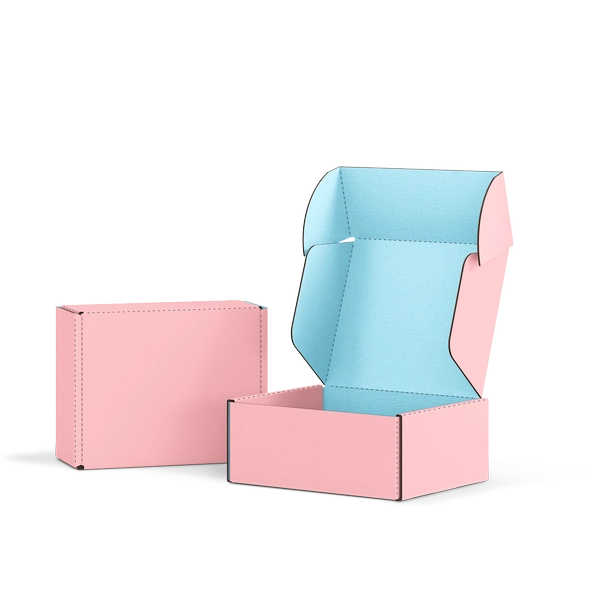 Самосборная коробка FEFCO 0427 | Т24Е | PANTONE 197 U | PANTONE 290 U | РОЗОВЫЙ-НЕБО