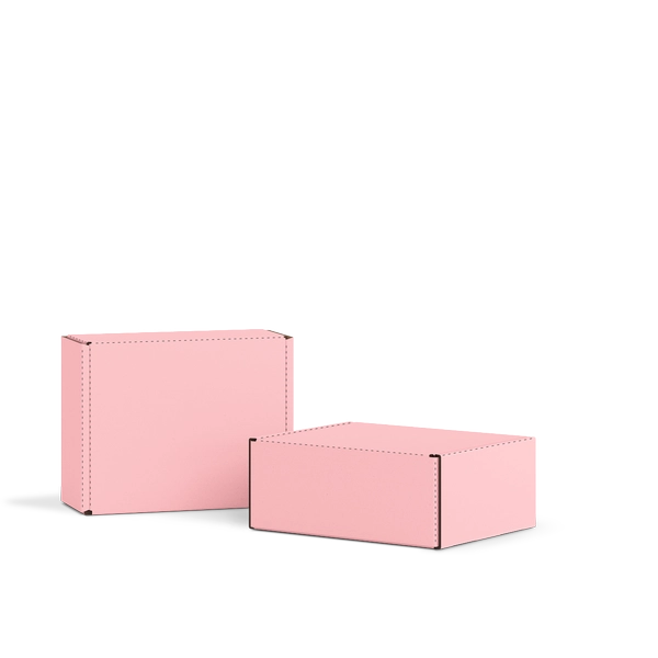 Самосборная коробка FEFCO 0427 | Т24Е | PANTONE 197 U | PANTONE 290 U | РОЗОВЫЙ-НЕБО