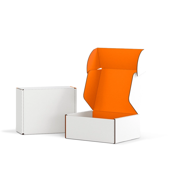 Самосборная коробка FEFCO 0427 | Т24Е | PANTONE 1505 U | БЕЛЫЙ-ОРАНЖЕВЫЙ