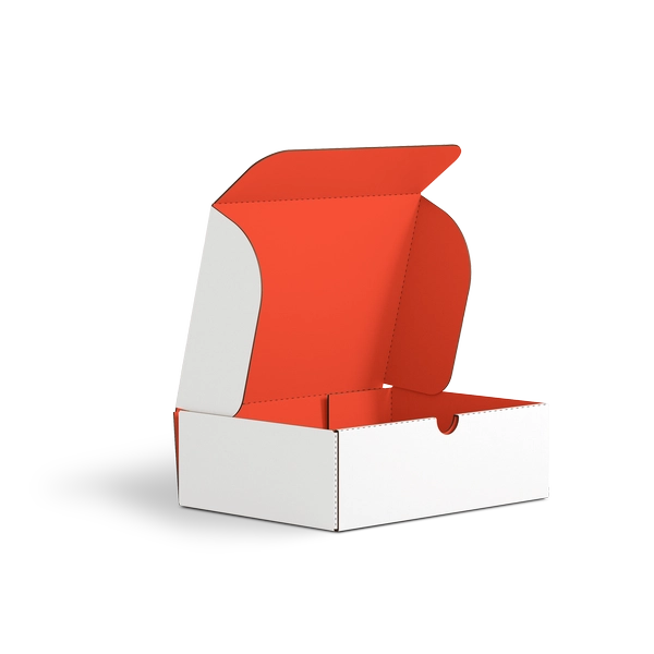 Коробка с откидной крышкой FEFCO 0426 | Т24Е | PANTONE 2028 U | БЕЛЫЙ-АЛЫЙ
