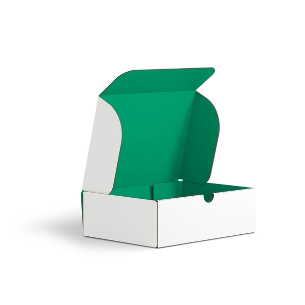 Коробка с откидной крышкой FEFCO 0426 | Т24Е | PANTONE 347 U | БЕЛЫЙ-ЗЕЛЁНЫЙ
