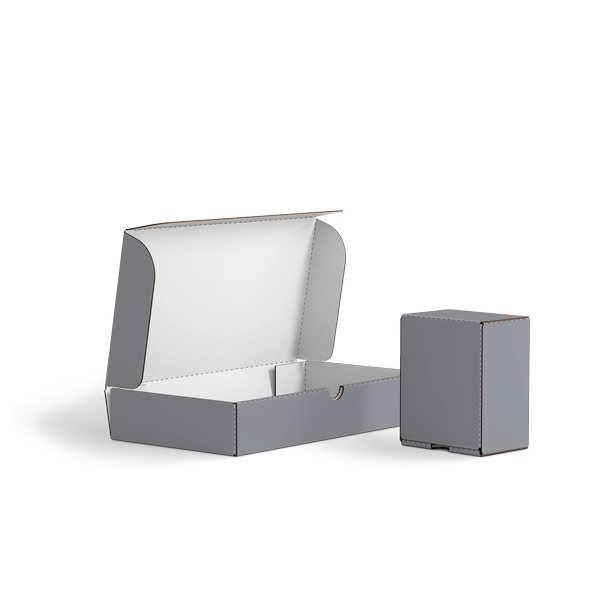 Коробка с откидной крышкой FEFCO 0426 | Т24Е | PANTONE COOL GREY 8 U | СЕРЫЙ-БЕЛЫЙ