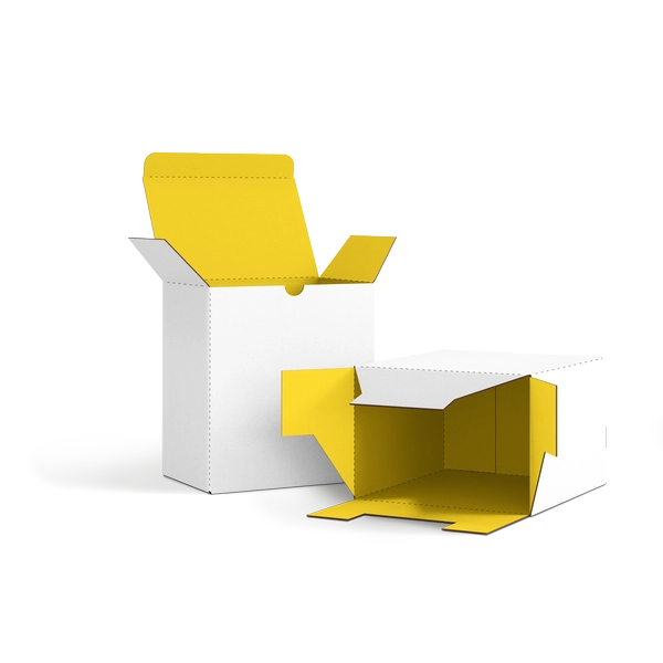 Коробка со складным дном FEFCO 0215 | Т24Е | PANTONE PROCESS YELLOW U | БЕЛЫЙ-ЖЕЛТЫЙ