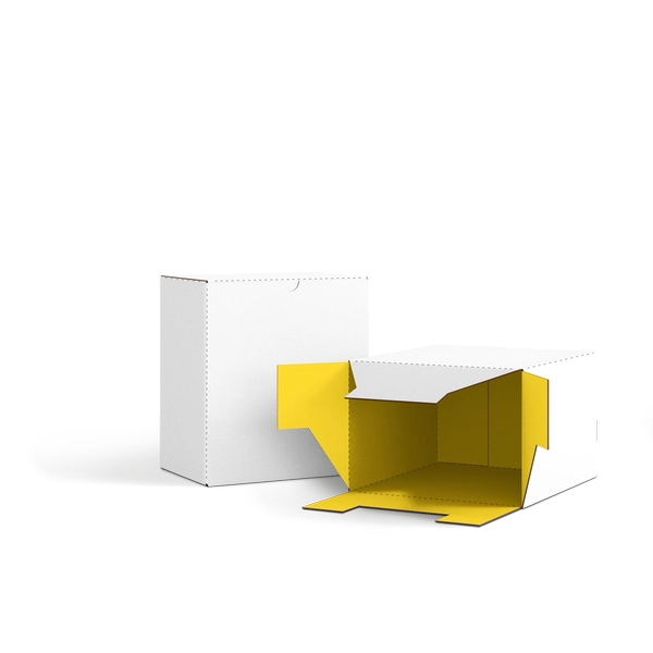 Коробка со складным дном FEFCO 0215 | Т24Е | PANTONE PROCESS YELLOW U | БЕЛЫЙ-ЖЕЛТЫЙ