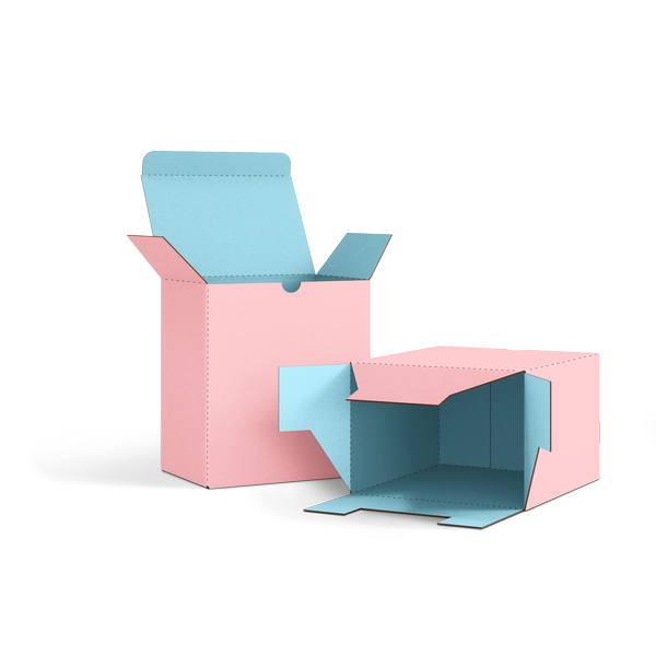 Коробка со складным дном FEFCO 0215 | Т24Е | PANTONE 197 U | PANTONE 290 U | РОЗОВЫЙ-НЕБО