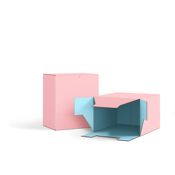 Коробка со складным дном FEFCO 0215 | Т24Е | PANTONE 197 U | PANTONE 290 U | РОЗОВЫЙ-НЕБО