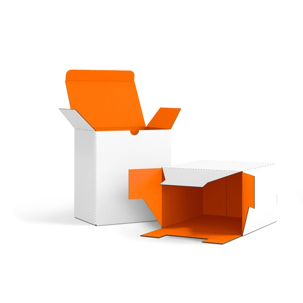 Коробка со складным дном FEFCO 0215 | Т24Е | PANTONE 1505 U | БЕЛЫЙ-ОРАНЖЕВЫЙ