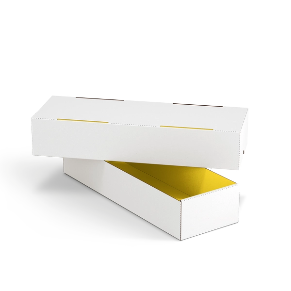 Коробка крышка-дно FEFCO 0330 | Т24Е | PANTONE PROCESS YELLOW U | БЕЛЫЙ-ЖЕЛТЫЙ