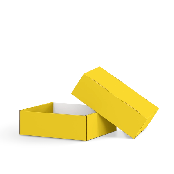 Коробка крышка-дно FEFCO 0330 | Т24Е | PANTONE PROCESS YELLOW U | ЖЕЛТЫЙ-БЕЛЫЙ