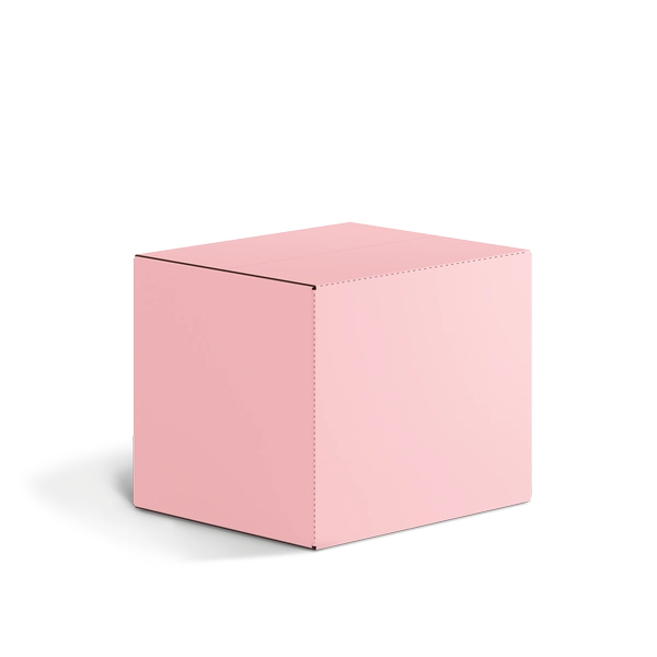Четырехклапанная коробка FEFCO 0201 | Т24Е | PANTONE 197 U | PANTONE 290 U | РОЗОВЫЙ-НЕБО